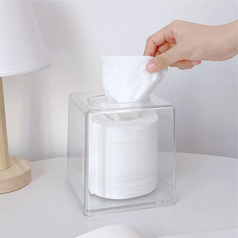 Cq acrylic Tissue Box Holder,Clear Square Tissue Box Cover for Kleenex Tissue Cube Box,Plastic Roll Tissue,Napkin,Facial Tissue Dispenser Box Case...