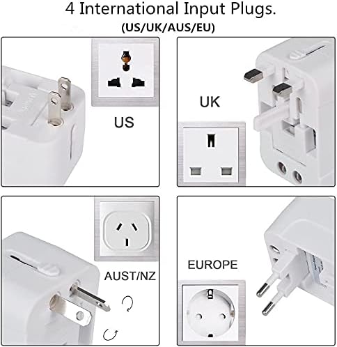 rts High Speed 25W Dual USB Universal Travel Adapter International All in One Worldwide Travel Multi Plug Adapter Cable & Wall Charger with Build ...