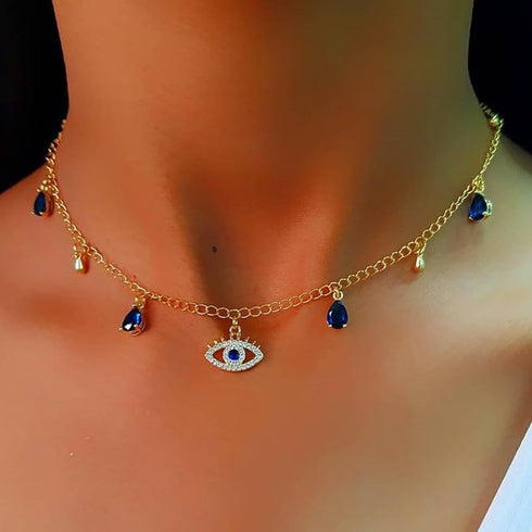 Evil Eye Necklace GoldJewelry Protection for woman/Bohemian Evil Eye Alloy Necklace, gift, Zircon, evil Eye Pendant Necklaces, Third Eye Necklace ...
