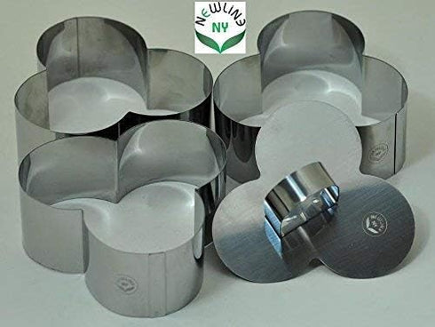 Newline NY Stainless Steel Dessert Rings 4 Pcs Plum Blossom Shape Molded Starters Appetizers Salads, Pastries Mousse Molding Layering Cutter...