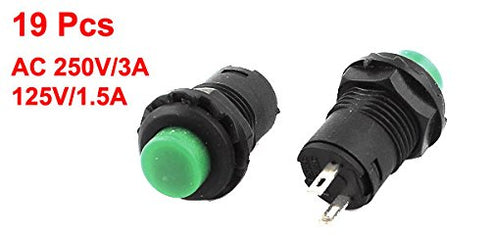 uxcell AC 250V/1.5A 125V/3A Momentary NO Green Round Cap Push Button Switch 19pcs......
