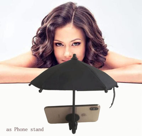 (2 Pack) Phone Umbrella for Sun Shade, Funny Phone Snap Finger Phone Stand Silicone Phone Holder with Umbrella and Suction Cup for Phone, Red Flow...
