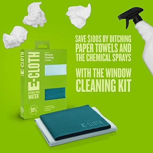 E-Cloth Window Cleaner Kit - Window and Glass Cleaning Cloth, Streak-Free Windows with just Water, Microfiber Towel Cleaning Kit for Windows, Car ...