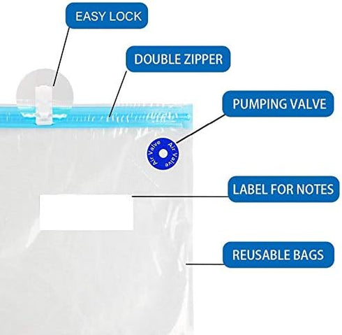 Vacuum Sealer Zipper Bags Sous Vide bags for food BPA Free Reusable Resealable with Air Valve Double Layers Food Storage 3 Sizes15 Pcs...