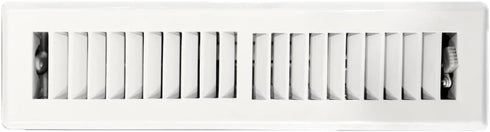 Precision Flow 2"x 10" Steel Floor Register - 2 Way Louvered Design,Glacier White Finish - Premium Home Vent Covers, Durable & Decorative - Fits 2...
