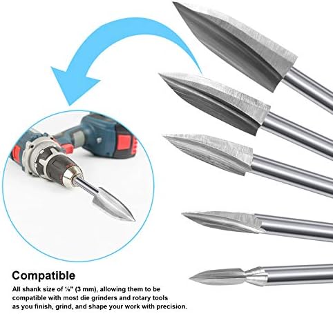 15 Pieces Wood Carving Bits for Rotary Tools Woodworking Engraving Drill Bit Set DIY Wood Carving Tools Accessories for Engraving Drilling Micro S...