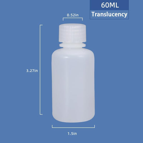 60ml/5 Pcs HDPE Narrow Mouth Round Container, Leak Proof Plastic Lab Chemical Reagent Bottles, Water Sample Bottles (Translucence, 2 oz)...