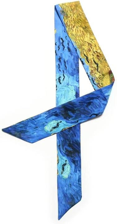 7Pcs Bag Handbag Scarf Handle Wrap Ribbon Scarf Purse Scarf for Women (Van Gogh series)...