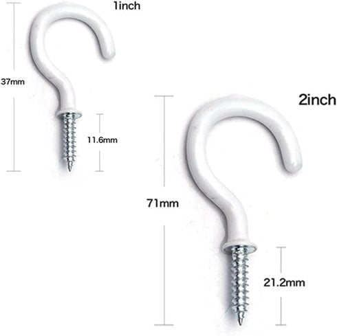 10Pcs White Screw-in Hanging Ceiling Hooks, Vinyl Coated Screw Hooks Screw-In Hooks for Hanging Plants Lights Mugs Heavy Duty Indoor Outdoor Use, ...