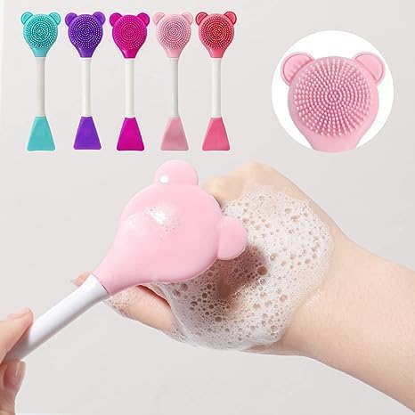 Pink Facial Cream Spatula Silicone Face Mask Brush Mask Beauty Tool-Double Heads Skincare Applicator Tools for Facial Masks Apply Cream Makeup Bru...