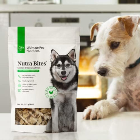 ULTIMATE PET NUTRITION Nutra Bites Freeze Dried Raw Single Ingredient Training Treats Food Topper for Dogs, 4 Ounces, Chicken Breast...