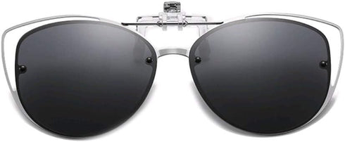 FEISEDY Polarized Cat Eye Clip On Sunglasses for Women Men, Rimless Flip Up Glasses Compatible for Prescription Eyewear B2670...