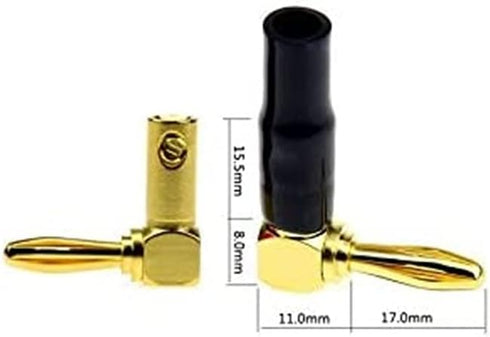 2 Pair 4mm Banana Plugs Screw Type Banana Plug 90 Degree Right Angle Speaker Cable Connector Copper Gold Plated (2 Black + 2 Red)...