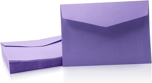 60 Pack V-Flap Envelopes, Colorful Envelopes for Postcards, Greeting Cards, Checks, Letters, Windowless Design, Birthday,4.9x6.9 Inch (purple)...