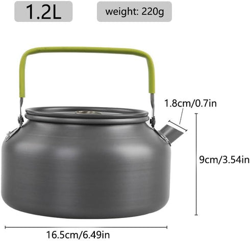 1.2L Outdoor Teapot Water Bottle Aluminum Alloy Cookware Camping Cooking Picnic Tableware Kettle Pot for Outdoor Hiking...