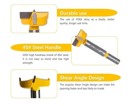Carbide Forstner Drill Bit (1-5/8'') Made of Carbon Steel, Suitable for fine Woodworking, Cabinet Making, etc...