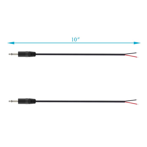 Fancasee 2-Pack 2.5mm Male Plug to Bare Wire Pigtail TS Mono 2.5mm Jack Connector Adapter Repair Audio Cable...