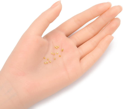 100pcs Adabele Authentic Gold Plated Sterling Silver Loose Crimp Bead 1.6mm Smooth Tiny Tubes Spacer (Hole 0.9mm) for Jewelry Making SS244-1...