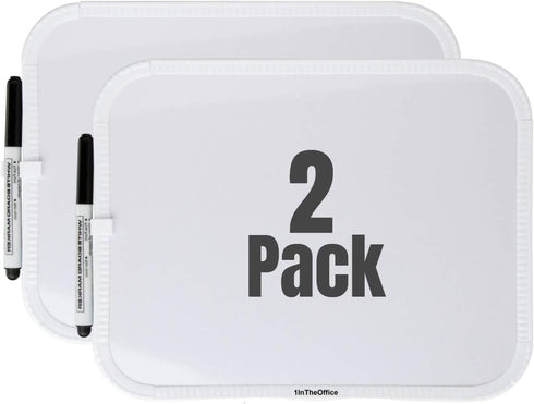 1InTheOffice Small White Board Dry Erase, 8-1/2 x 11 Inches, Wall Mounted, with Magnetic Strip & Marker, 2 Pack...