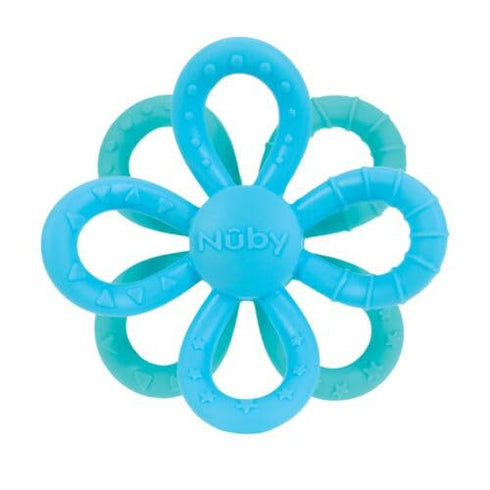 Nuby Fun Loops Teether - Flower-Shaped Infant Teething Toy for Babies - 3+ Months - Blue and Aqua...