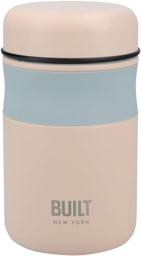BUILT Food Flask, Vacuum Insulated Food Flask for Hot and Cold Foods, Double Wall Stainless Steel, 473ml, Pale Pink...
