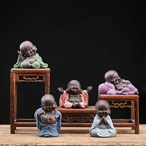 Kingzhuo Ceramic Little Cute Baby Buddha Statue Monk Figurine Buddha Figurines Home Decor Creative Baby Crafts Dolls Ornaments Gift Delicate Ceram...