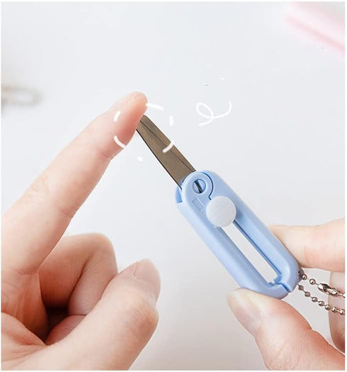 Purple Mini Folding Scissors with Key Chain Mini Telescopic Small Foldable Scissors Portable Safe Pocket Travel Scissors Retractable Kids Shears S...