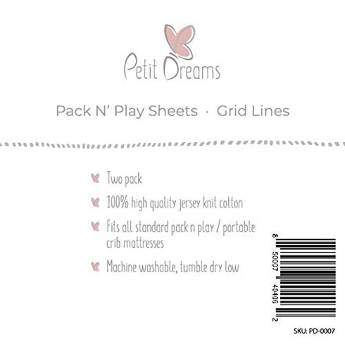 Pack N Play, Mini-Crib Sheet 2 Pack - Jersey Knit Cotton for Baby Boy or Baby Girl, Grey...