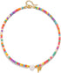 Gold Initial Necklace for Women - Handmade Bohemian Colorful Beaded Initial Stainless Steel 18K Plated Gold Choker Necklace with Heart Shells Lett...