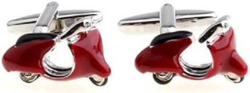 Scooter Moped Red Pair of Cufflinks in a Presentation Gift Box & Polishing Cloth...