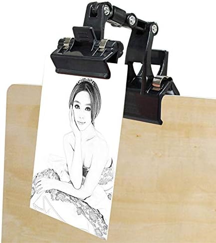 2 PCs Adjustable, Foldable, and Twistable Copy Holder Clip - Easel Accessory - Double Head Painting Clip - Easel Accessory, Black, M-Size...