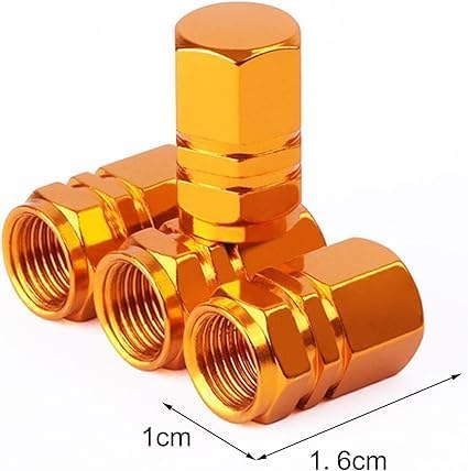 4Pcs Orange Tire Valve Stem Caps, Heavy-Duty Tire Valve Caps, Aluminum Alloy Wheel Caps, Tires Accessories, Universal for Cars, Suvs, Bike, Trucks...