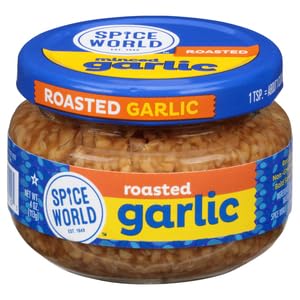 Spice World Roasted Minced Garlic – 4oz Garlic Container – Ready-to-Use Seasonings for Cooking, Reduce Prep Work and Easily Add Flavor...