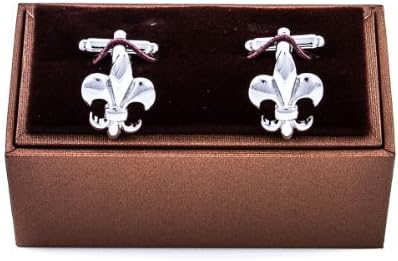 Fleur De Lis Classic Pair Cufflinks in a Presentation Gift Box & Polishing Cloth...