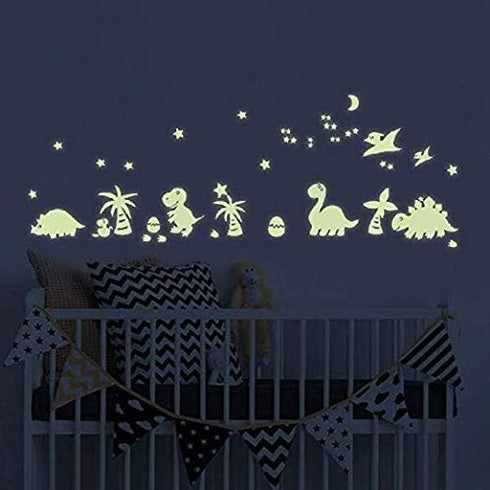 Wall Decals Glow in Dark, BENBO Dinosaurs Decorations Peel DIY Luminous Vinyl Wall Stickers for Kids Girls Bedroom Home Nursery...