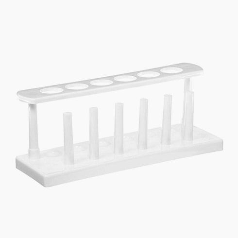 25mm Plastic in-Line Test Tube Rack with Drying Pins, 6 Tube, Polyethylene, White (Single)...