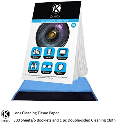 Lens Cleaning Paper Tissue 6X booklets/300 Sheets + Double Sided Cleaning Cloth - Lens Cleaning Paper for Use on Camera Lenses - Double-Sided Clea...