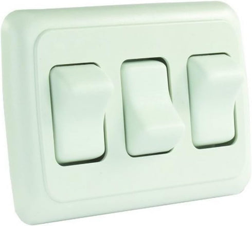 JR Products 12025 White Triple SPST On-Off Switch with Bezel...