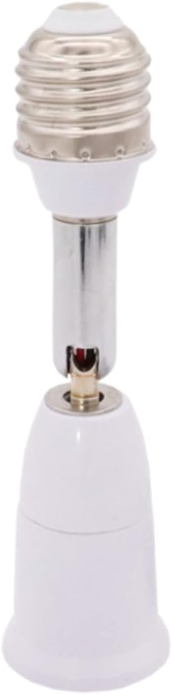 1Pc White E26/E27 Light Bulb Socket Extender Adapter 180 Degree Bendable Light Fixture E26/E27 to E26/E27 Base Adjustable E26/E27 to E26/E27 Socke...