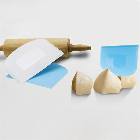 Dough Scraper Bench Scraper for Baking - 3 PCs PE Plastic Flexible Bowl Scraper, Sharp Edge & Angles Dough Cutter. Anti-Slip Kitchen Baking Spatul...