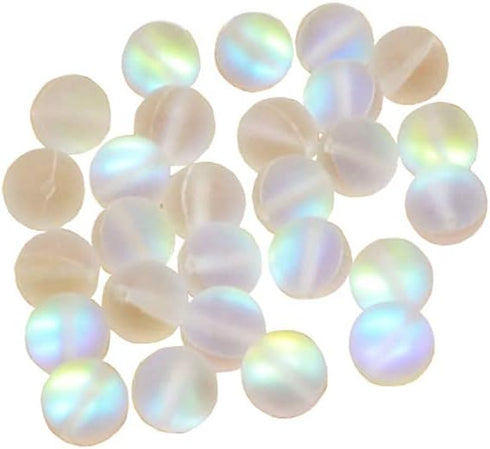 Matte Crystal Glass Mermaid Aurora Moonstone Beads for Jewelry Making...