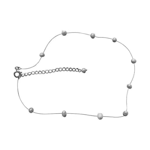 Boho Pearl Strand Choker Necklace Invisible Line Tiny Pearl Satellite Chain String Pearl Necklace Baroque Statement Pearl Necklace Bridal Beaded P...