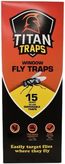 Window Fly Traps by Titan Traps - Sticky Fly Paper, Window Bug Catcher, Indoor Fly Trap, Fly Paper Bug Sticky Strips, Window Fly Strips, Bug Stick...