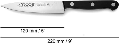 Arcos Chef Knife 5 Inch Stainless Steel. Cooking Knife to Cut and Peel Small Food. Ergonomic Polyoxymethylene Handle and 120mm Blade. Series Unive...