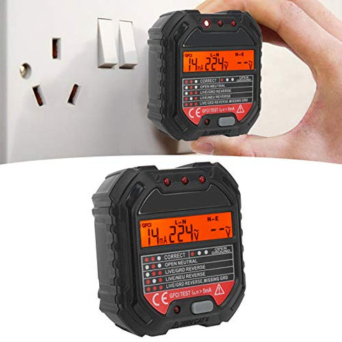HT107B 90-250V Socket Tester 3-Pin Outlet Tester Receptacle Tester Frequency Phase Voltage Leakage Voltage Test Electric Circuit Detector...