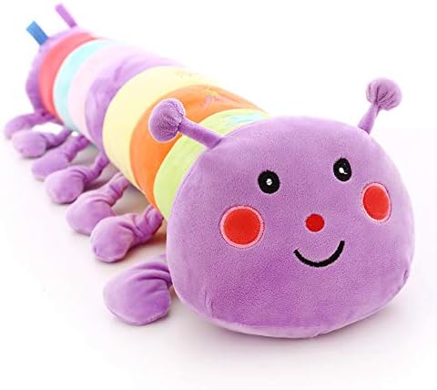 19.6" Caterpillar Stuffed Animal Small Pillow, Fun Plush Soft Long Pillow, Toy Doll Creative Birthday Gift Purple...