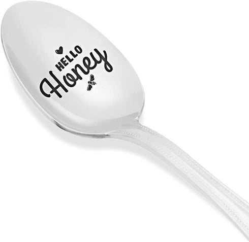 Gift for Wife | Hello Honey Engraved Spoon Gift for Women | Girlfriend Valentines Day Gift | Wife Gift from Husband | Fiance Engagement Gift Chris...