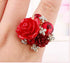 Women's Rose Gold Plated Flower Rings Colorful Crystal Statement Rings Wedding Band Engagement Ring...