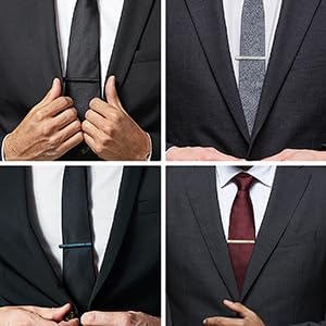Roctee 4Pcs Tie Clips For Men Skinny Ties, Men's Tie Bars Set For Slim Ties, Silver Gold Clip Tie For Short Neckties, Classic Men's Tie Clasp Acce...