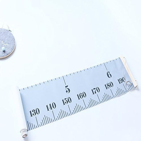 Kids Growth Chart, Wood Frame Fabric Canvas Height Measurement Ruler from Baby to Adult for Child's Room Decoration 7.9 x 79in (7.9 x 79in, Gray)...